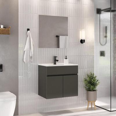 Gabinete De Banheiro Com Cuba E Espelheira Suspenso 60cm Multimóveis CR10135 Grafite