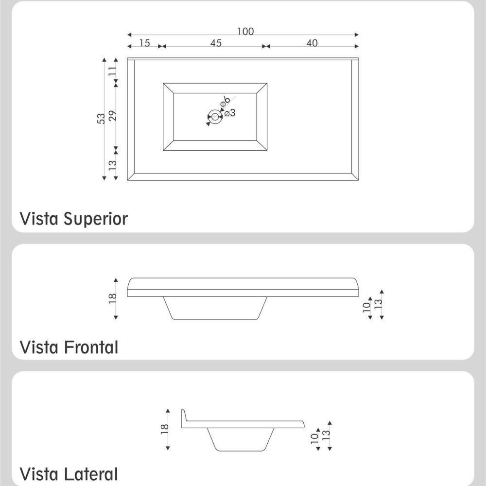 Pia De Cozinha Mármore Sintético 100x53cm Multimóveis CR20478 Cinza - 2