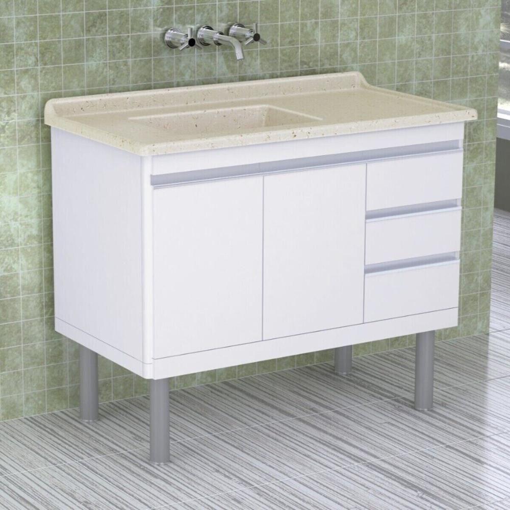 Pia De Cozinha Mármore Sintético 100x53cm Multimóveis CR20478 Travertino - 3