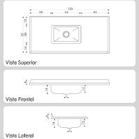 Pia De Cozinha Mármore Sintético 120x55cm Com Cuba Aço Inox Multimóveis CR20472 Travertino - 2