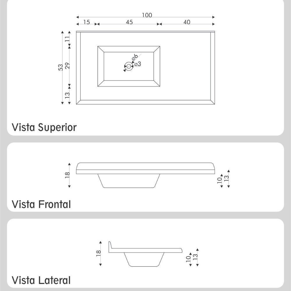 Pia De Cozinha Mármore Sintético 100x53cm Multimóveis CR20478 Off White - 2