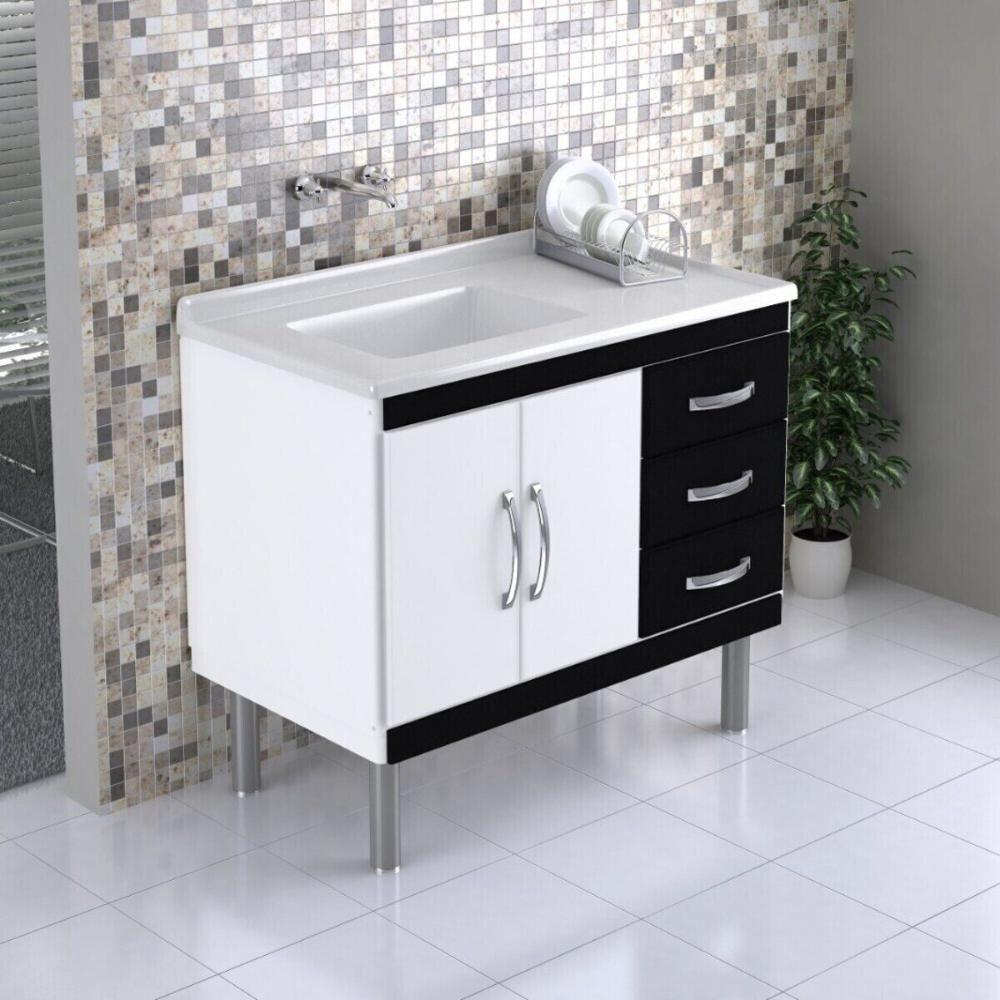 Pia De Cozinha Mármore Sintético 100x53cm Multimóveis CR20478 Off White - 3