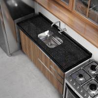 Pia De Cozinha Mármore Sintético 140x55cm Com Cuba Aço Inox Multimóveis CR20473 Preto - 3