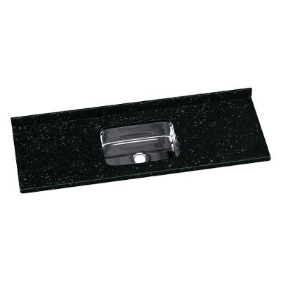 Pia De Cozinha Mármore Sintético 150x55cm Com Cuba Aço Inox Multimóveis CR20474 Preto