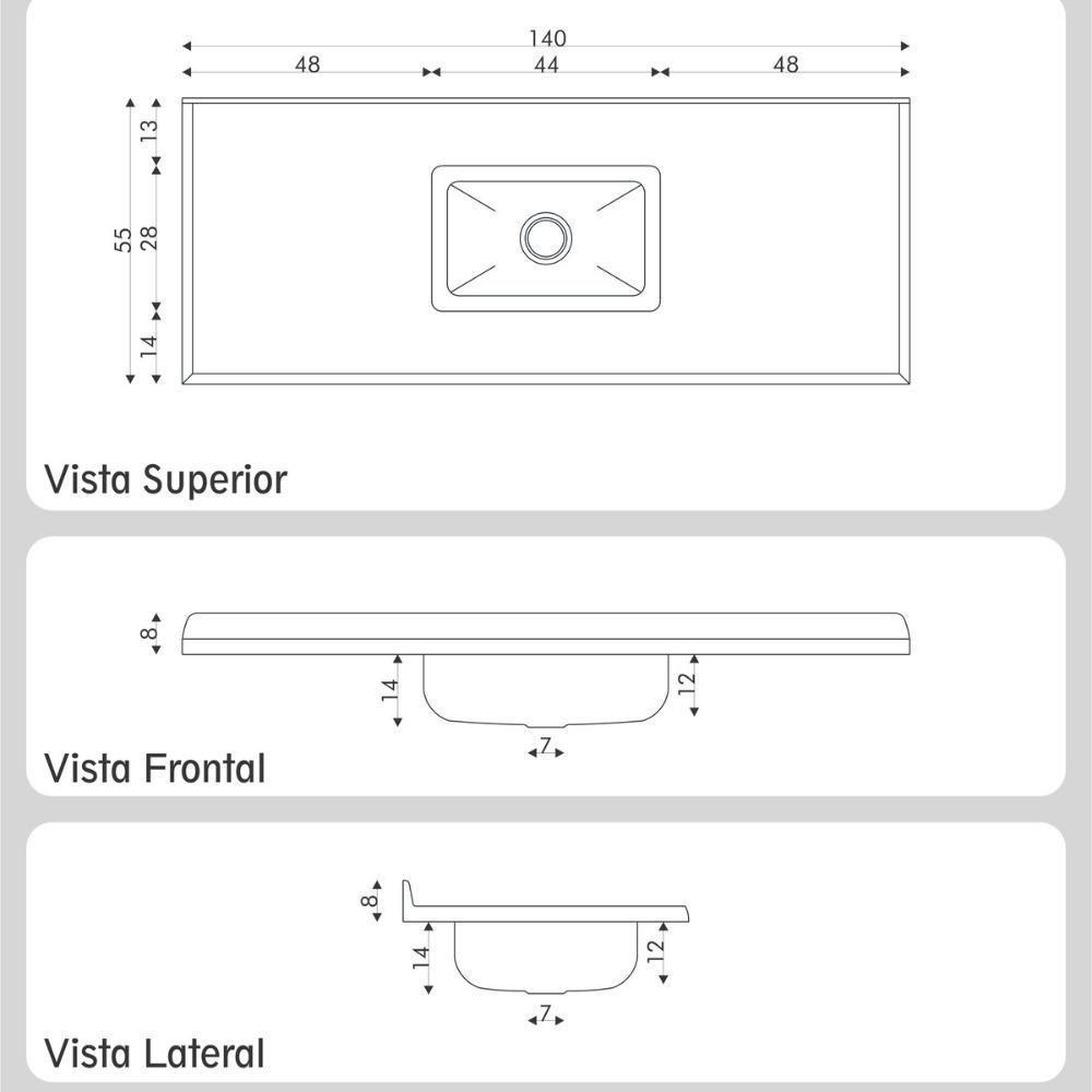 Pia De Cozinha Mármore Sintético 140x55cm Com Cuba Aço Inox Multimóveis CR20473 Travertino - 2