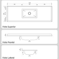 Pia De Cozinha Mármore Sintético 160x55cm Com Cuba Aço Inox Multimóveis CR20475 Off White - 2