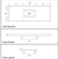 Pia De Cozinha Mármore Sintético 150x55cm Com Cuba Aço Inox Multimóveis CR20474 Gelo - 2