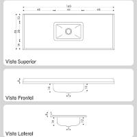 Pia De Cozinha Mármore Sintético 140x55cm Com Cuba Aço Inox Multimóveis CR20473 Cinza - 2