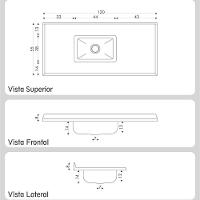 Pia De Cozinha Mármore Sintético 120x55cm Com Cuba Aço Inox Multimóveis CR20472 Cinza - 2