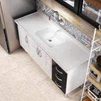 Pia De Cozinha Mármore Sintético 140x55cm Multimóveis CR20480 Off White - 3