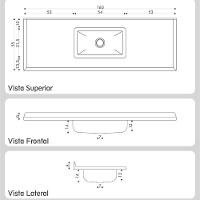 Pia De Cozinha Mármore Sintético 160x55cm Com Cuba Aço Inox Multimóveis CR20475 Cinza - 2