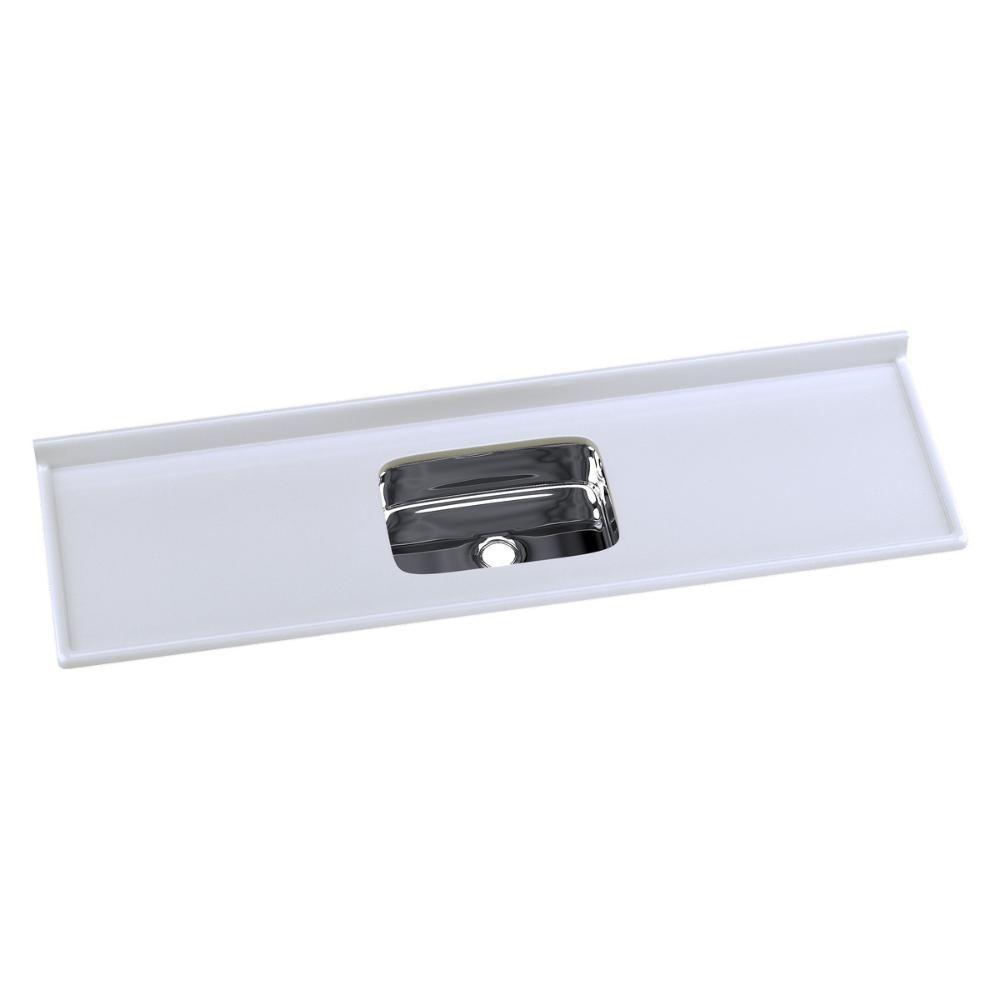 Pia De Cozinha Mármore Sintético 180x55cm Com Cuba Aço Inox Multimóveis CR20476 Gelo - 1