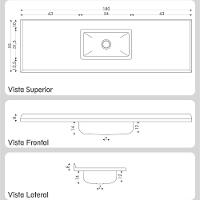 Pia De Cozinha Mármore Sintético 180x55cm Com Cuba Aço Inox Multimóveis CR20476 Gelo - 2