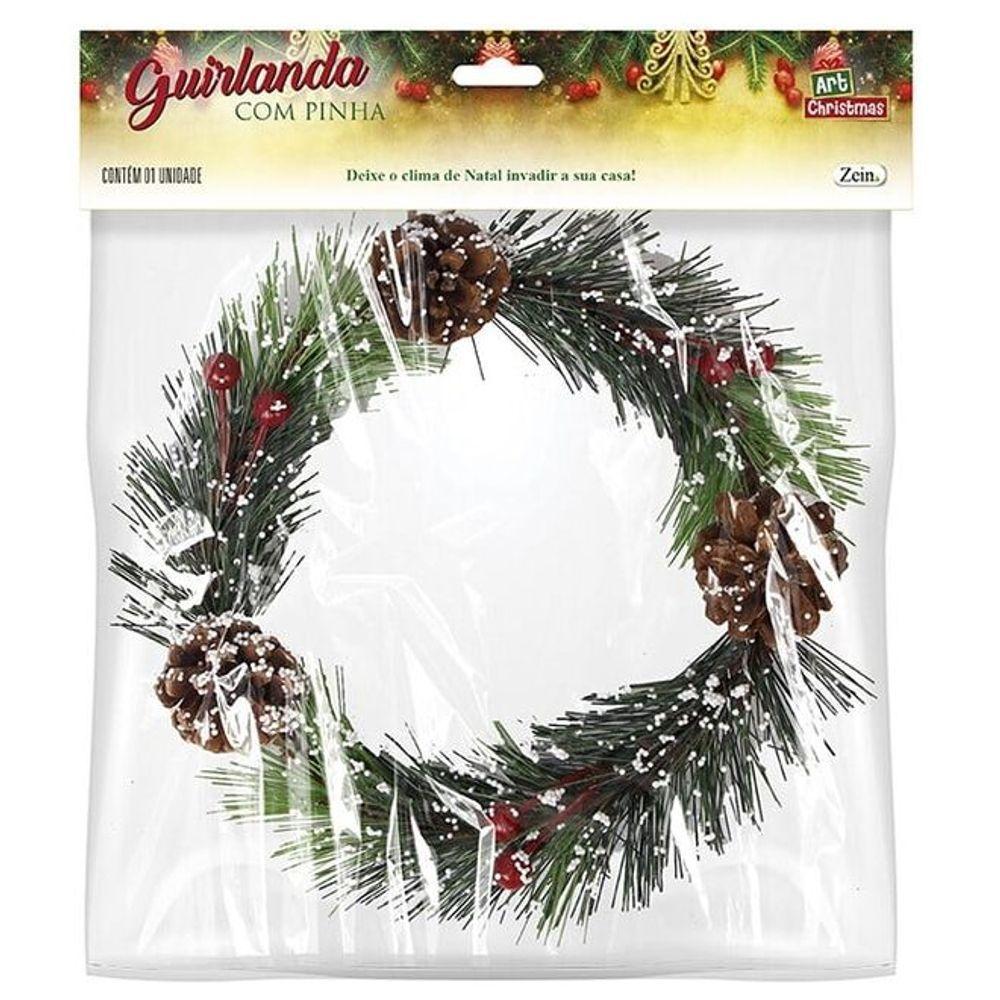 Guirlanda Natalina Elegante Com Pinhas - 19cm Para Decoração Festiva Aconchegante - 3