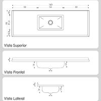 Pia De Cozinha Mármore Sintético 160x55cm Com Cuba Aço Inox Multimóveis CR20475 Preto - 2
