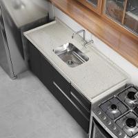 Pia De Cozinha Mármore Sintético 199x55cm Com Cuba Aço Inox Multimóveis CR20477 Travertino - 3