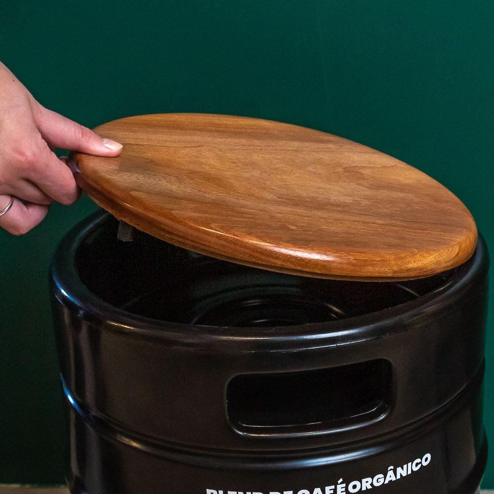 Conjunto Elegante De Bancos Banqueta Cooler Em Barris Com Tampo De Madeira Para Café E Açúcar - 4