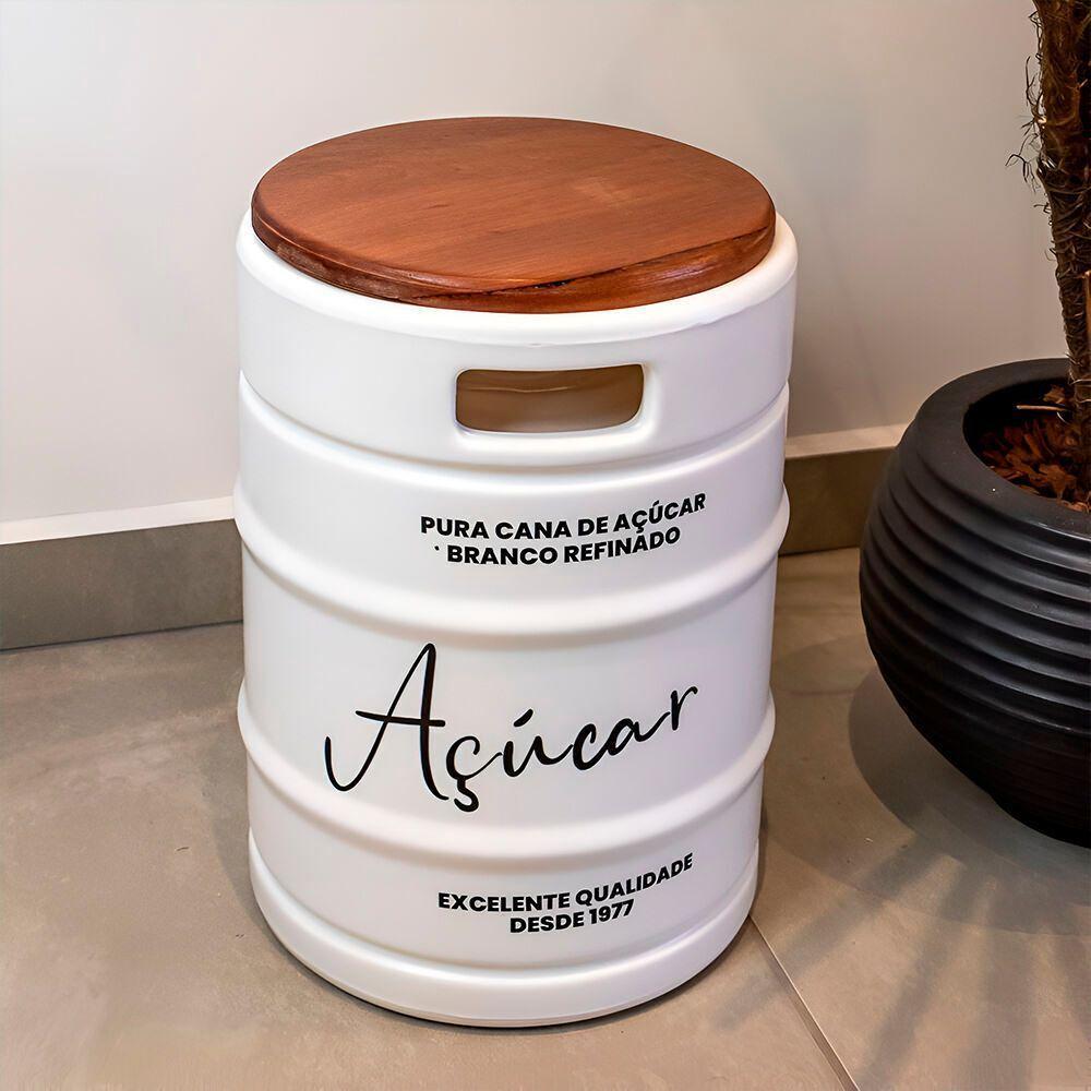 Conjunto Elegante De Bancos Banqueta Cooler Em Barris Com Tampo De Madeira Para Café E Açúcar - 7
