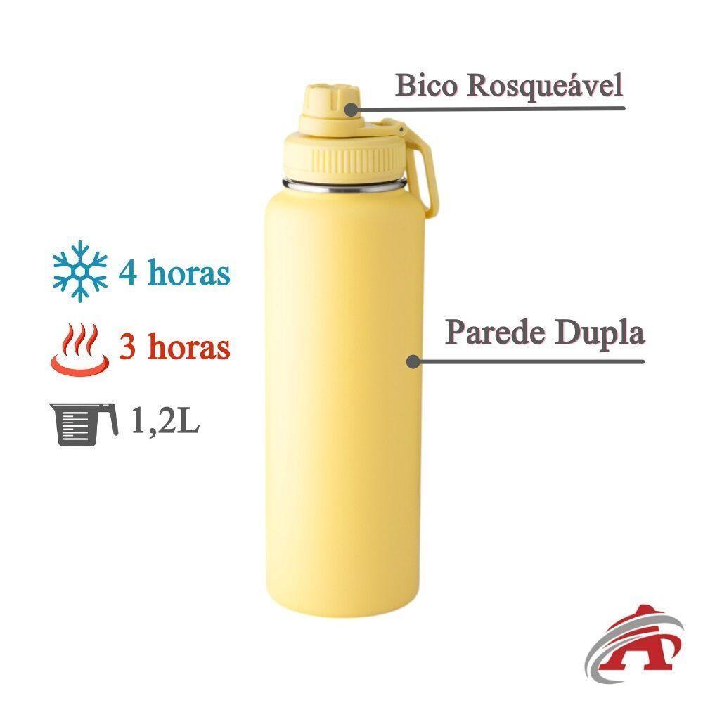 Garrafa Térmica Amarela 1,2l - Ideal Para Bebidas Quentes E Frias, Alta Durabilidade - 3