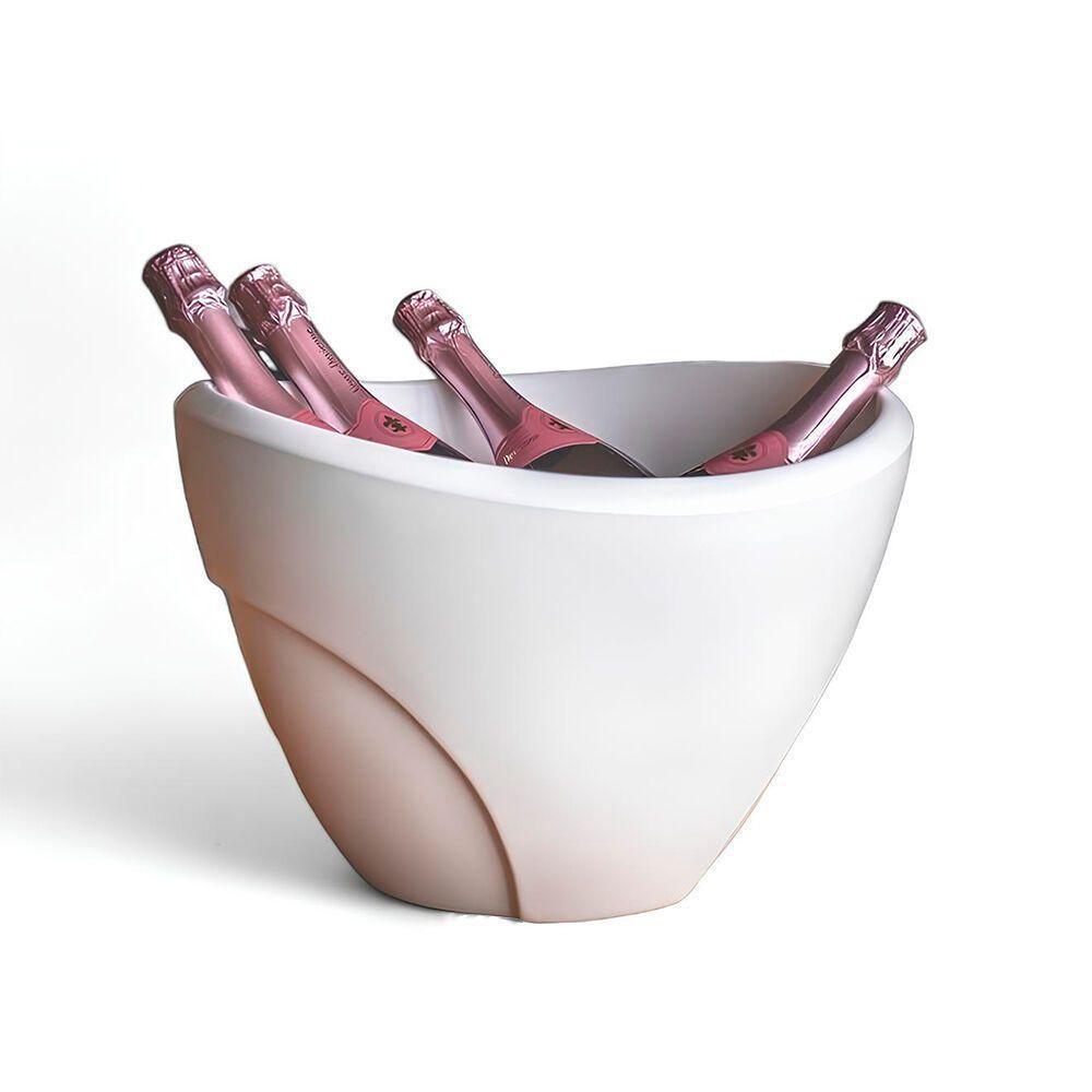 Balde De Gelo Duplo Elegante Para 4 Garrafas ? 13l Em Branca Para Festas E Jantares - 1
