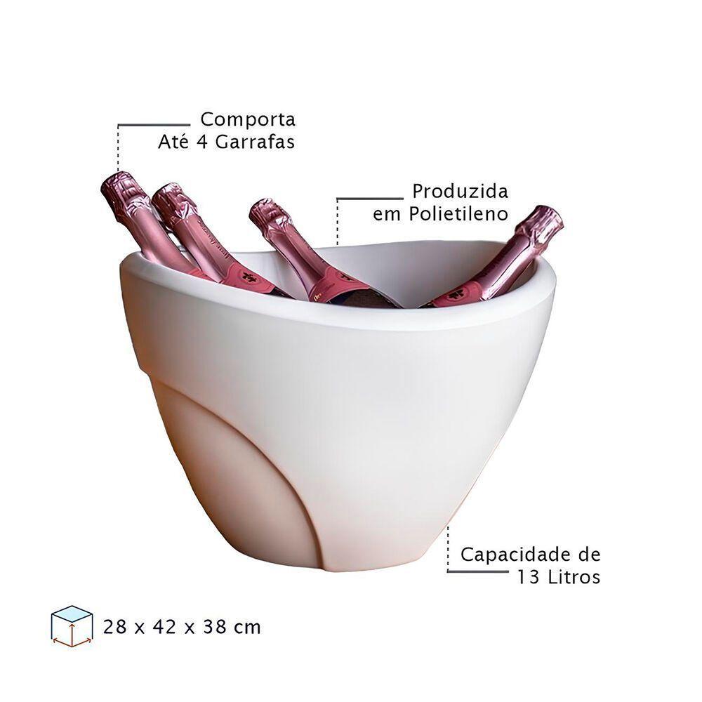Balde De Gelo Duplo Elegante Para 4 Garrafas ? 13l Em Branca Para Festas E Jantares - 2