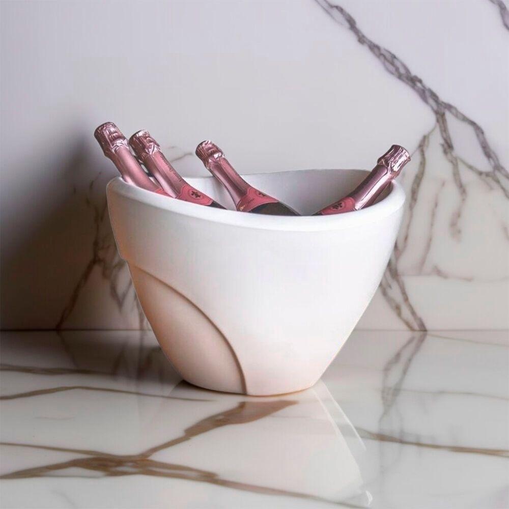 Balde De Gelo Duplo Elegante Para 4 Garrafas ? 13l Em Branca Para Festas E Jantares - 3