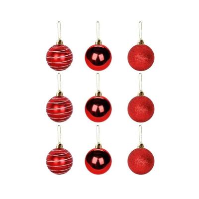 Conjunto Elegante De 9 Bolas De Natal Vermelhas 5cm - Decoração Festiva Atraente