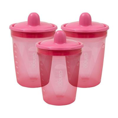Conjunto De 3 Copos De Transição Rosa - Design Moderno E Anti-vazamento Para Crianças