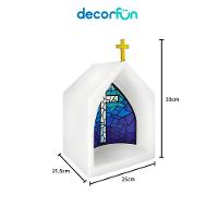 Estátua Capela De Vitral Azul Com Iluminação Para Decoração Espiritual E Meditação - 3