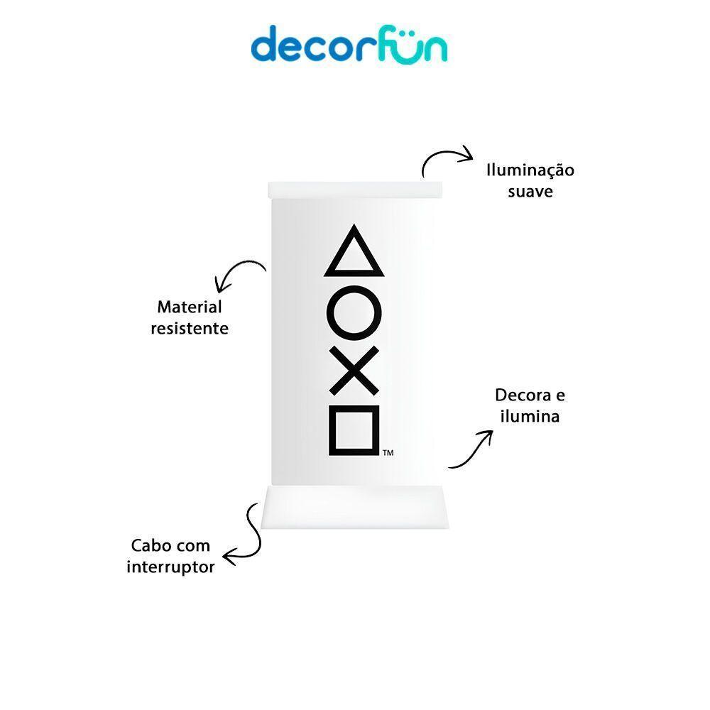 Abajur Luminário ícones Playstation Bivolt Branco - Estilo E Funcionalidade Gamer - 8