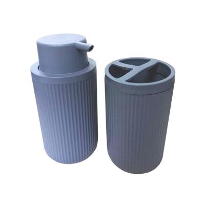 Kit Elegante De Acessórios Para Banheiro 2 Peças - Dispenser E Porta Escovas Em Cinza