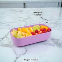 Lancheira Térmica Plástica 700ml Com Elegante Tampa De Bambu E Fecho Seguro - Branca - 5