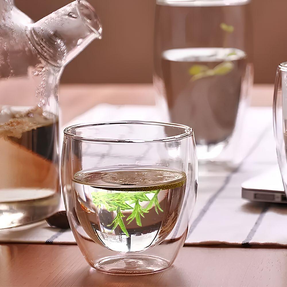 Conjunto Elegante De Copos De Vidro Borossilicato Com Parede Dupla - 80ml - 3