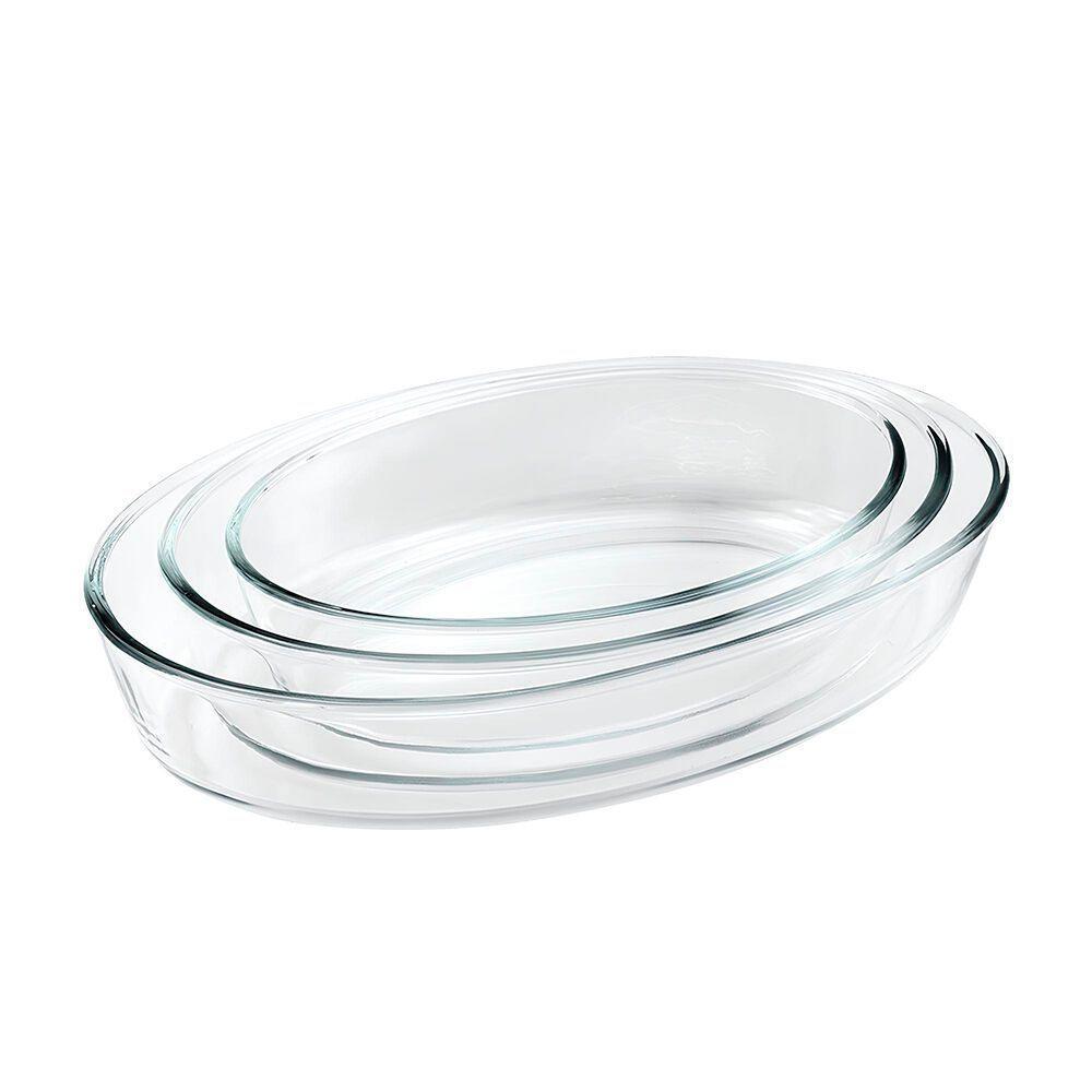 Conjunto Elegante De Travessas Ovais De Vidro - 3 Peças Funcionais (1,5l, 2l, 3l) - 2