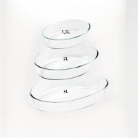 Conjunto Elegante De Travessas Ovais De Vidro - 3 Peças Funcionais (1,5l, 2l, 3l) - 6