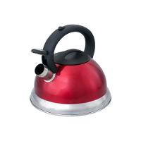 Chaleira Luxo Vermelha Em Inox Com Apito E Fundo Duplo Para Todos Os Fogões - 5