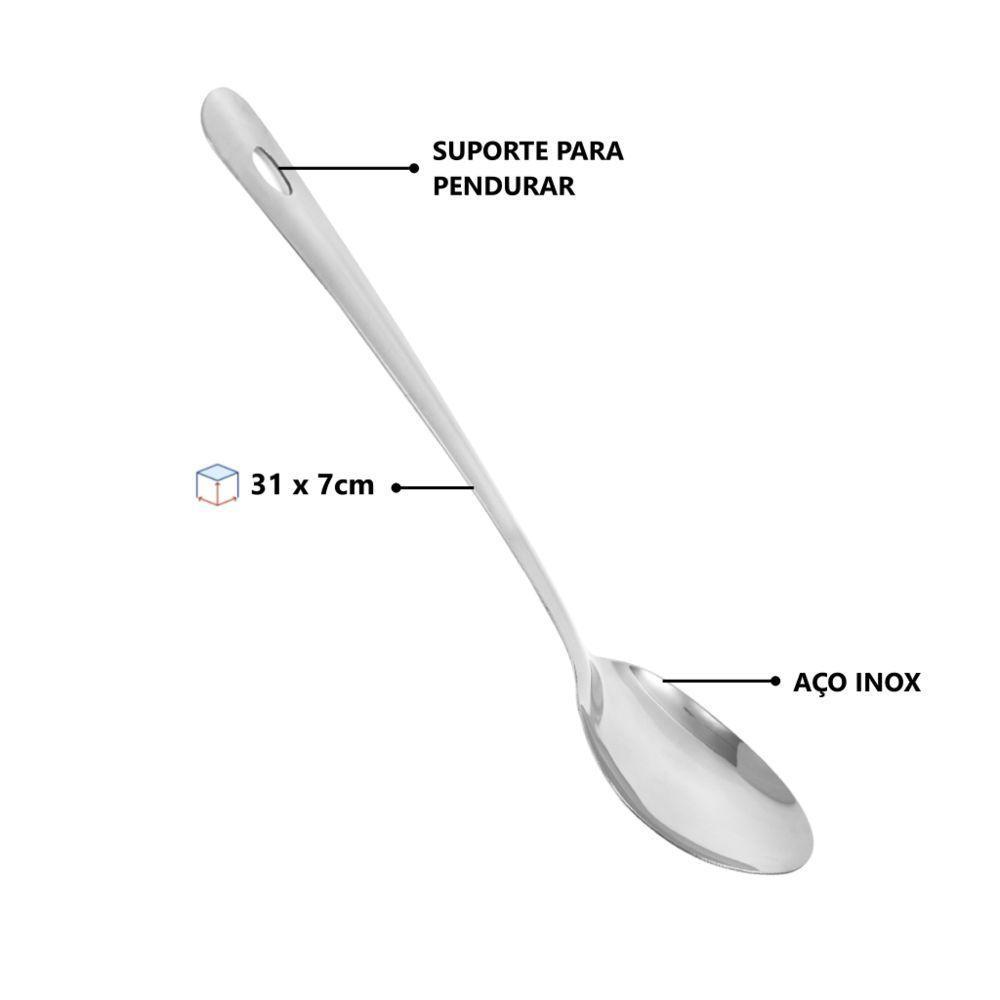 Colher De Arroz Inox 31cm Com Suporte - Praticidade E Elegância Para Sua Cozinha - 2