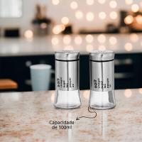 Conjunto Elegante De Saleiro E Pimenteiro De Vidro - 100ml Para Temperos Práticos - 3