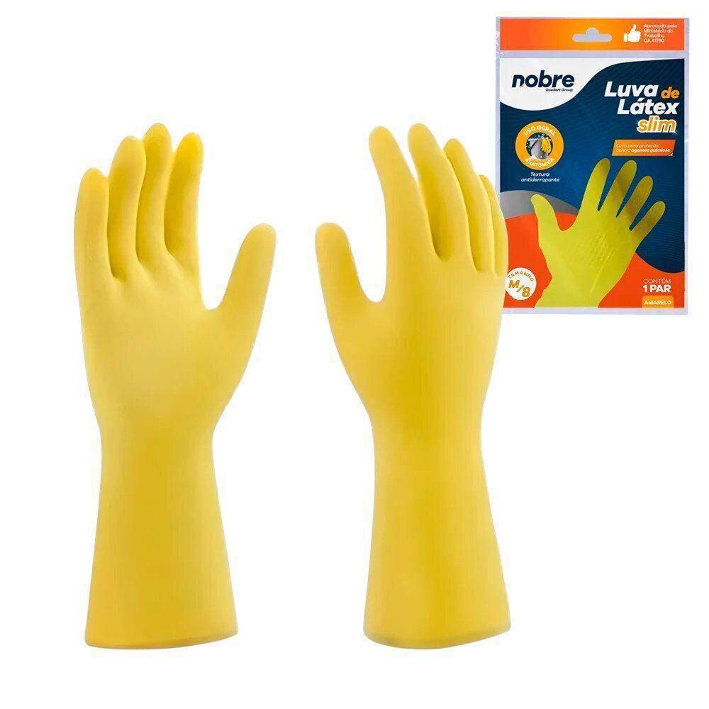 Luvas De Proteção Em Látex Amarelo Para Agentes Químicos - Resistência E Segurança Extra - 1