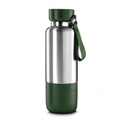 Garrafa Térmica Inox 500ml Com Copo E Compartimento Verde - Praticidade E Estilo Em Qualquer Lugar