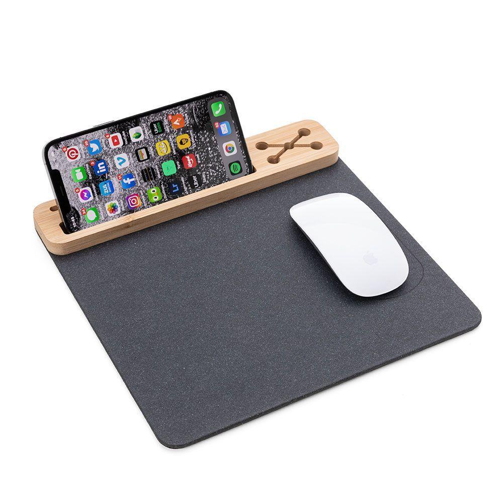 Mouse Pad Multifuncional Em Bambu Com Suporte Para Celular E Canetas - 4