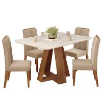 Mesa Jantar Kiara E 4 Cadeiras Yasmin Freijo Veludo Kraft Dj Moveis - 1