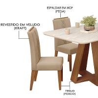 Mesa Jantar Kiara E 4 Cadeiras Yasmin Freijo Veludo Kraft Dj Moveis - 5