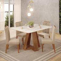 Mesa Jantar Kiara E 4 Cadeiras Yasmin Freijo Veludo Kraft Dj Moveis - 7