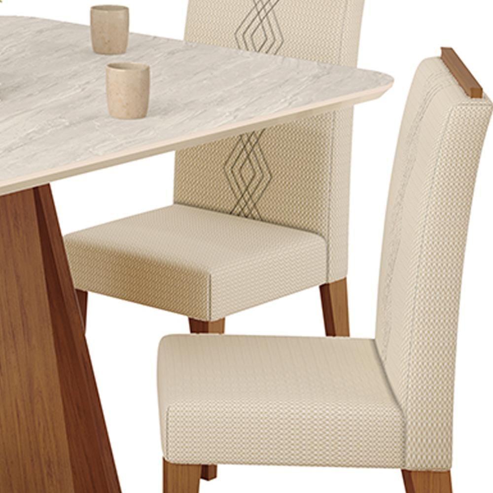 Mesa Jantar Kiara E 4 Cadeiras Yasmin Freijo Linho Neve Dj Moveis - 6