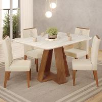 Mesa Jantar Kiara E 4 Cadeiras Yasmin Freijo Linho Neve Dj Moveis - 2