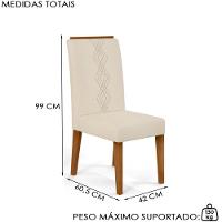 Mesa Jantar Kiara E 4 Cadeiras Yasmin Freijo Linho Neve Dj Moveis - 3