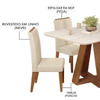 Mesa Jantar Kiara E 4 Cadeiras Yasmin Freijo Linho Neve Dj Moveis - 5