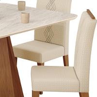 Mesa Jantar Kiara E 4 Cadeiras Yasmin Freijo Linho Neve Dj Moveis - 6