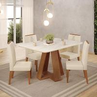 Mesa Jantar Kiara E 4 Cadeiras Yasmin Freijo Linho Neve Dj Moveis - 7